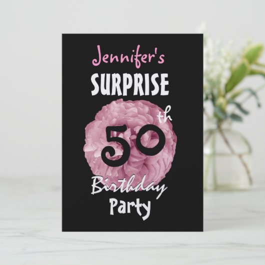 Aangepaste uitnodiging voor 50e URPRISE Birthday P (Staand voorkant)
