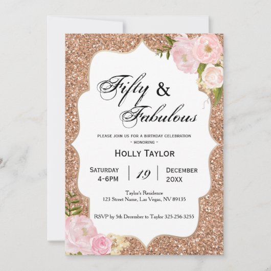 Aangepaste uitnodiging voor 50e verjaardag (Voorkant)