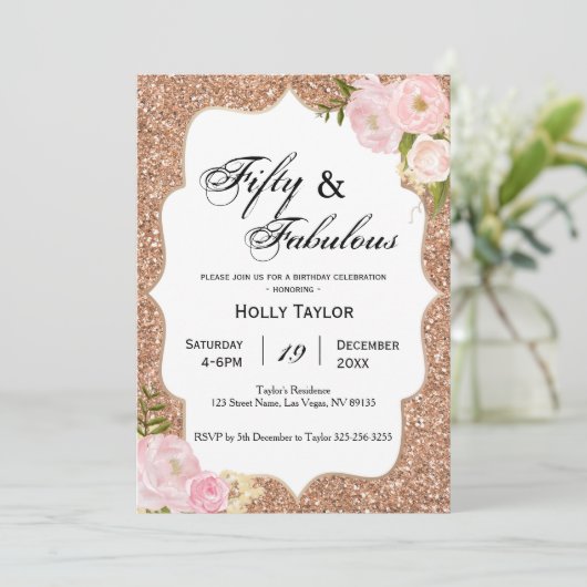 Aangepaste uitnodiging voor 50e verjaardag (Staand voorkant)