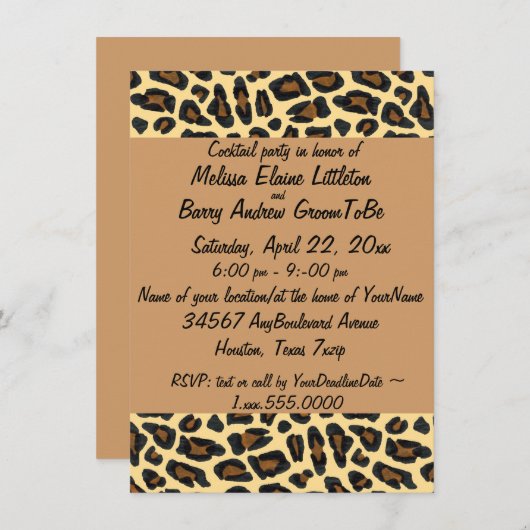 Aangepaste uitnodiging voor afdrukken op leopard (Voorkant / Achterkant)