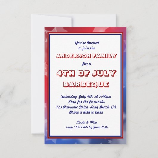 Aangepaste uitnodiging voor Amerikaanse patriottis (Voorkant)