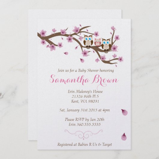 Aangepaste uitnodiging voor baby shower (Voorkant / Achterkant)