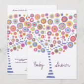 Aangepaste uitnodiging voor baby shower Cirkelboom (Voorkant / Achterkant)
