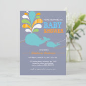 Aangepaste uitnodiging voor baby shower op walvis (Staand voorkant)