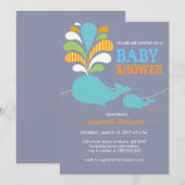 Aangepaste uitnodiging voor baby shower op walvis (Voorkant / Achterkant)