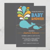 Aangepaste uitnodiging voor baby shower op walvis (Voorkant / Achterkant)