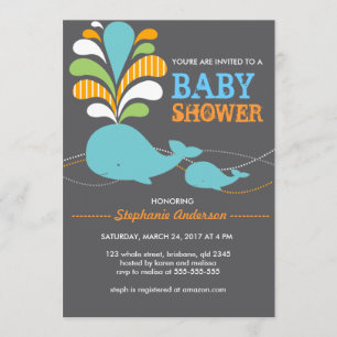 Aangepaste uitnodiging voor baby shower op walvis