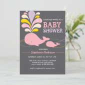 Aangepaste uitnodiging voor baby shower op walvis (Staand voorkant)
