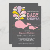 Aangepaste uitnodiging voor baby shower op walvis (Voorkant / Achterkant)
