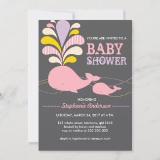 Aangepaste uitnodiging voor baby shower op walvis