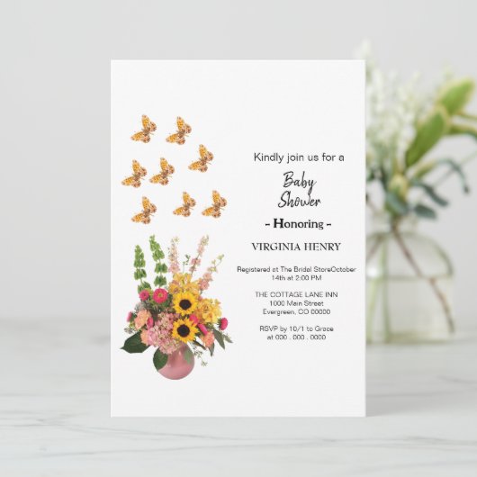Aangepaste uitnodiging voor babyfeest uitprintbare (Staand voorkant)