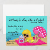 Aangepaste uitnodiging voor blond-Beach Party (Voorkant / Achterkant)