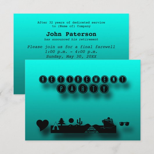 Aangepaste uitnodiging voor Blue Green Retirement  (Voorkant / Achterkant)