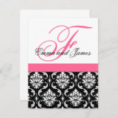 Aangepaste uitnodiging voor bruiloft Monogram roze (Voorkant / Achterkant)