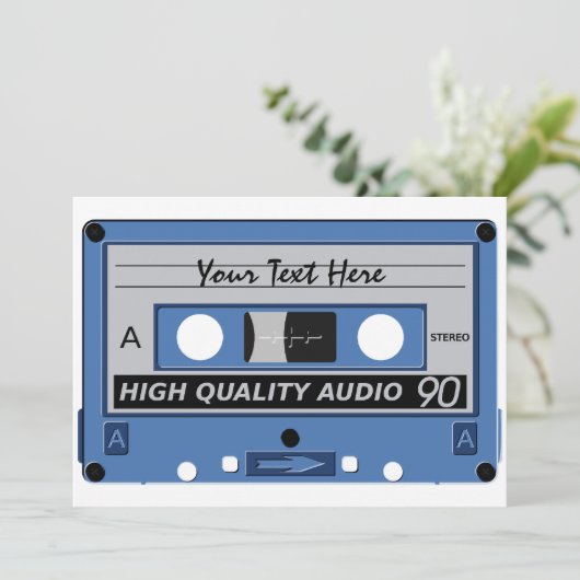 Aangepaste uitnodiging voor Cassettebandje (Staand voorkant)