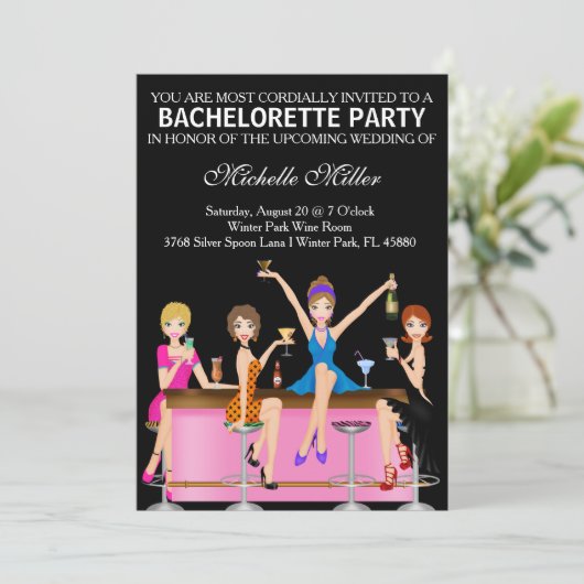 Aangepaste uitnodiging voor Chic Bachelorette (Staand voorkant)