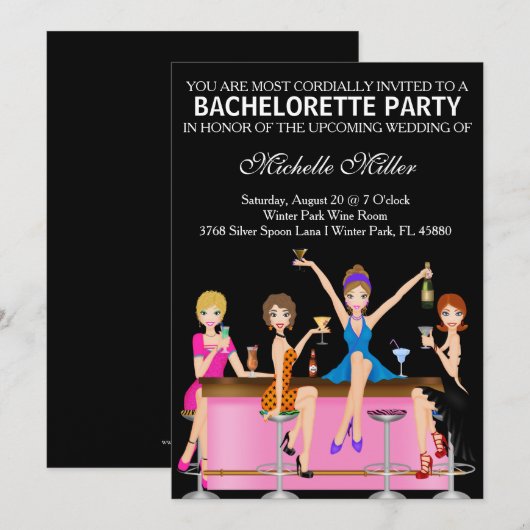 Aangepaste uitnodiging voor Chic Bachelorette (Voorkant / Achterkant)