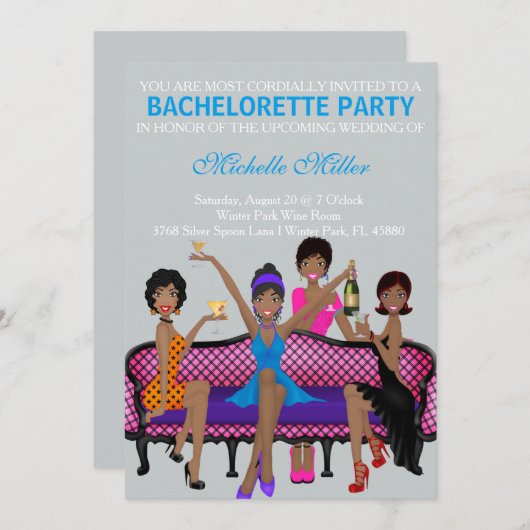 Aangepaste uitnodiging voor Chic Bachelorette (Voorkant / Achterkant)