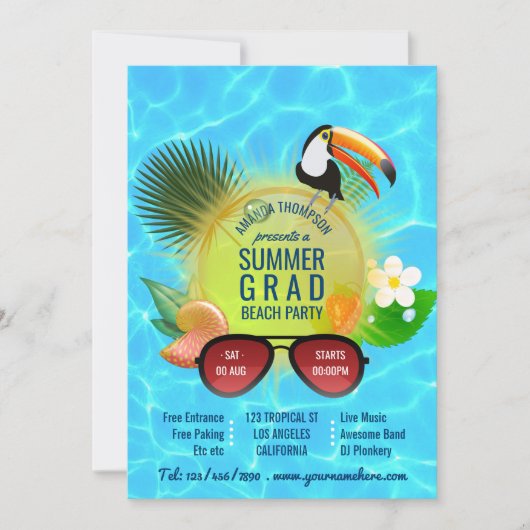 Aangepaste uitnodiging voor Club Summer Beach (Voorkant)