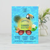 Aangepaste uitnodiging voor Club Summer Beach Part (Staand voorkant)