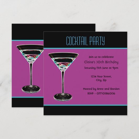 Aangepaste uitnodiging voor cocktail (Voorkant / Achterkant)