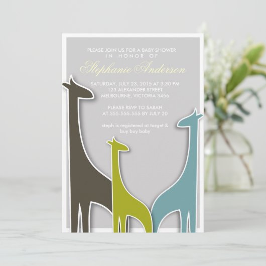 Aangepaste uitnodiging voor de douche van de giraf (Staand voorkant)