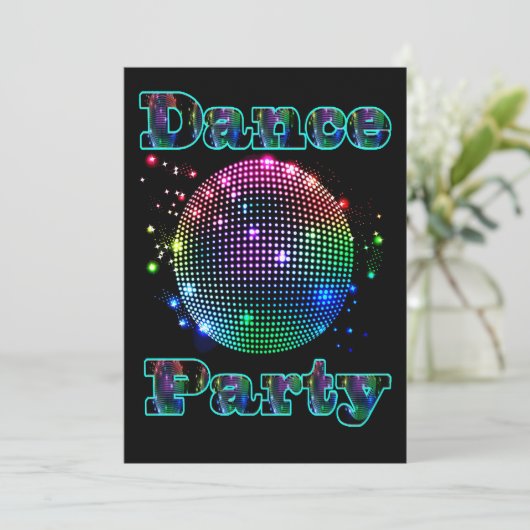 Aangepaste uitnodiging voor Disco Ball Dance Party (Staand voorkant)