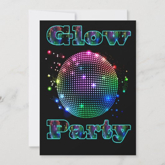 Aangepaste uitnodiging voor Disco Ball Glow Party (Voorkant)