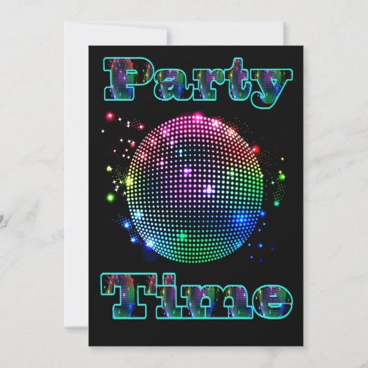 Aangepaste uitnodiging voor Disco Ball Party-tijd (Voorkant)
