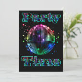 Aangepaste uitnodiging voor Disco Ball Party-tijd (Staand voorkant)