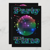 Aangepaste uitnodiging voor Disco Ball Party-tijd (Voorkant / Achterkant)