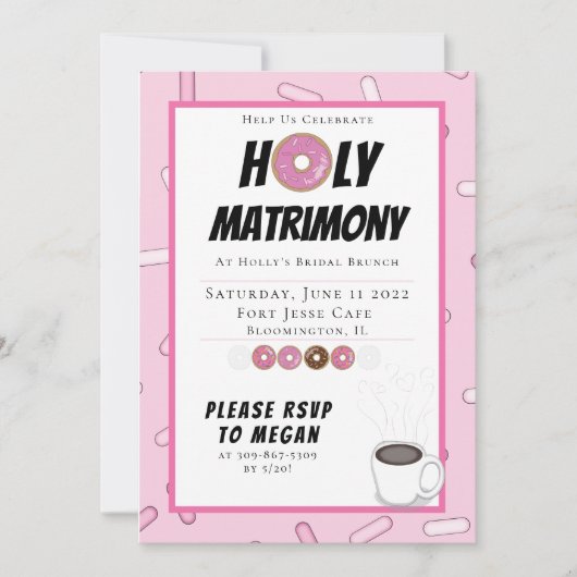 Aangepaste uitnodiging voor dubbelroze donut Brunc (Voorkant)