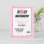 Aangepaste uitnodiging voor dubbelroze donut Brunc (Staand voorkant)