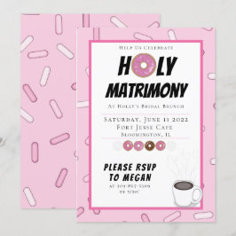 Aangepaste uitnodiging voor dubbelroze donut Brunc