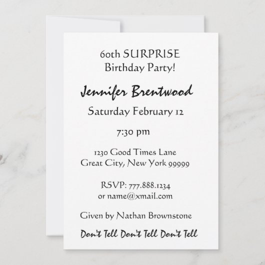 Aangepaste uitnodiging voor een 60e URPRISE Birthd (Achterkant)