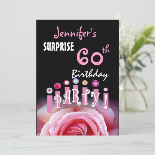 Aangepaste uitnodiging voor een 60e URPRISE Birthd (Staand voorkant)