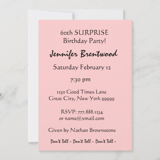 Aangepaste uitnodiging voor een 60e URPRISE Birthd (Achterkant)