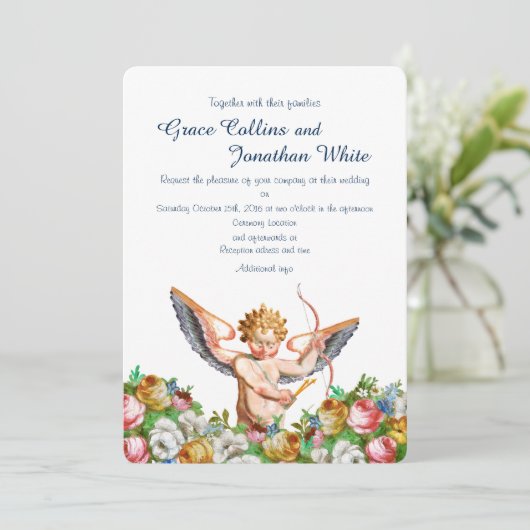 Aangepaste uitnodiging voor een bruiloft met kast (Staand voorkant)