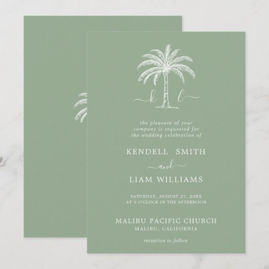 Aangepaste uitnodiging voor een Logo-palmboom op m (Voorkant / Achterkant)