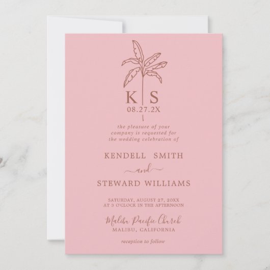 Aangepaste uitnodiging voor een Logo-palmboom op m (Voorkant)