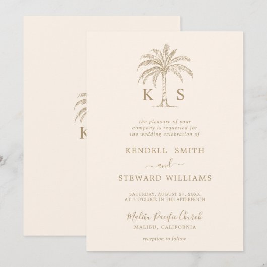 Aangepaste uitnodiging voor een Logo-palmboom op m (Voorkant / Achterkant)