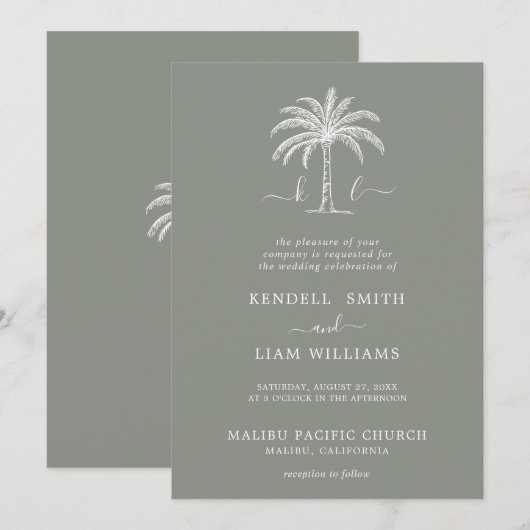 Aangepaste uitnodiging voor een Logo-palmboom op m (Voorkant / Achterkant)