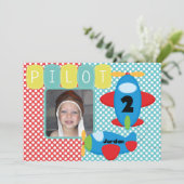 Aangepaste uitnodiging voor een vliegveld met foto (Staand voorkant)