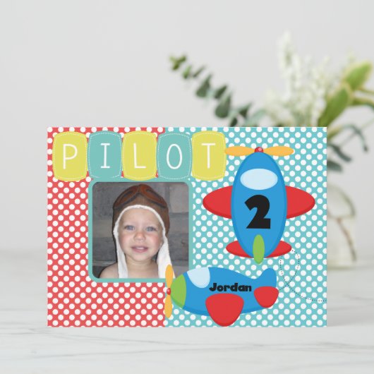 Aangepaste uitnodiging voor een vliegveld met foto (Staand voorkant)