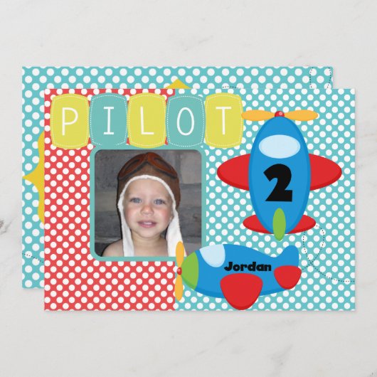 Aangepaste uitnodiging voor een vliegveld met foto (Voorkant / Achterkant)