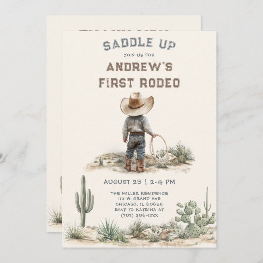 Aangepaste uitnodiging voor eerste rodeo sjabloon (Voorkant / Achterkant)