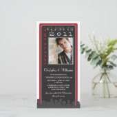 Aangepaste uitnodiging voor eindexamen in Retro Ro (Staand voorkant)