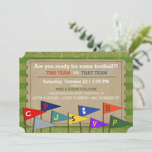 Aangepaste uitnodiging voor football Game Day (Staand voorkant)