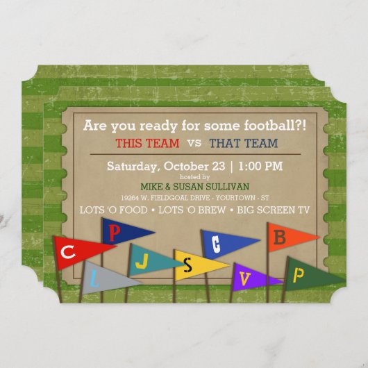 Aangepaste uitnodiging voor football Game Day (Voorkant / Achterkant)