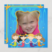 Aangepaste uitnodiging voor foto Mermaid Birthday (Voorkant / Achterkant)